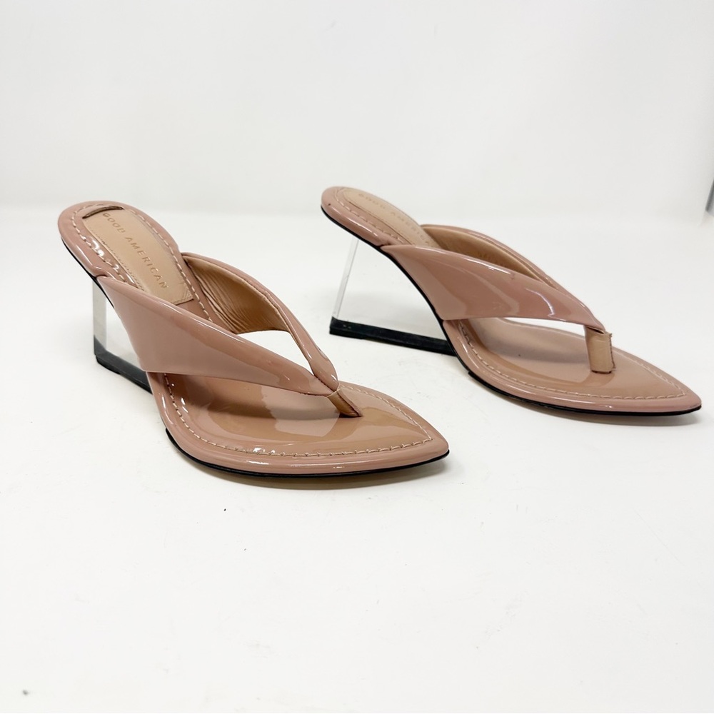 Good American Clear Cinderella Thong Flip Flip Size 8 Clear Wedge Sandals